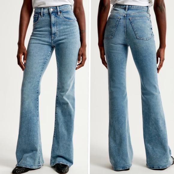 Abercrombie & Fitch The Flare Ultra High Rise Stretch Jean In Light Blue Size 36